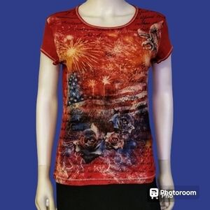 VTG BLUE CANYON Patriotic Fourth of July American Flag Graphic T-shirt